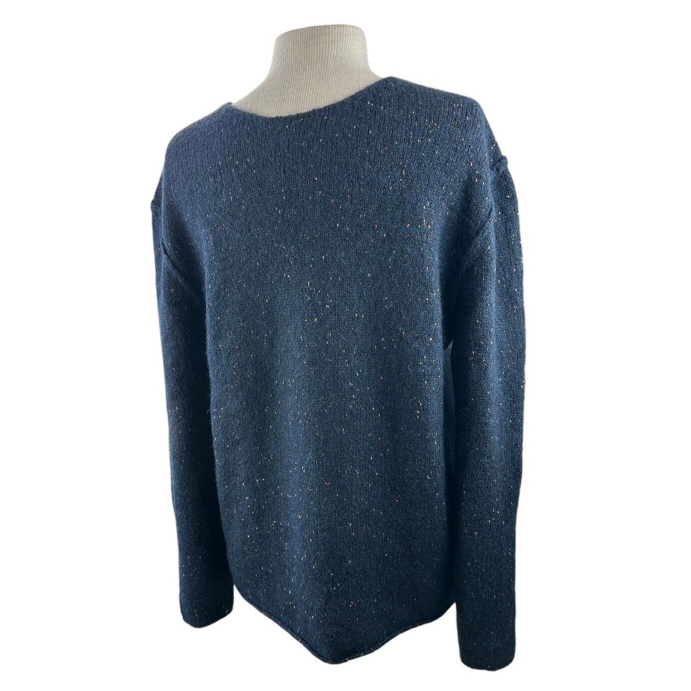 NEW Gionfriddo Alpaca Wool Blend Hand Spun Sweater Navy Blue Elbow Patch Medium - Picture 7 of 13